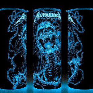 Glow in the Dark  Metallica Heavy Metal Skull Electrocution Cup Mug Tumbler 20oz